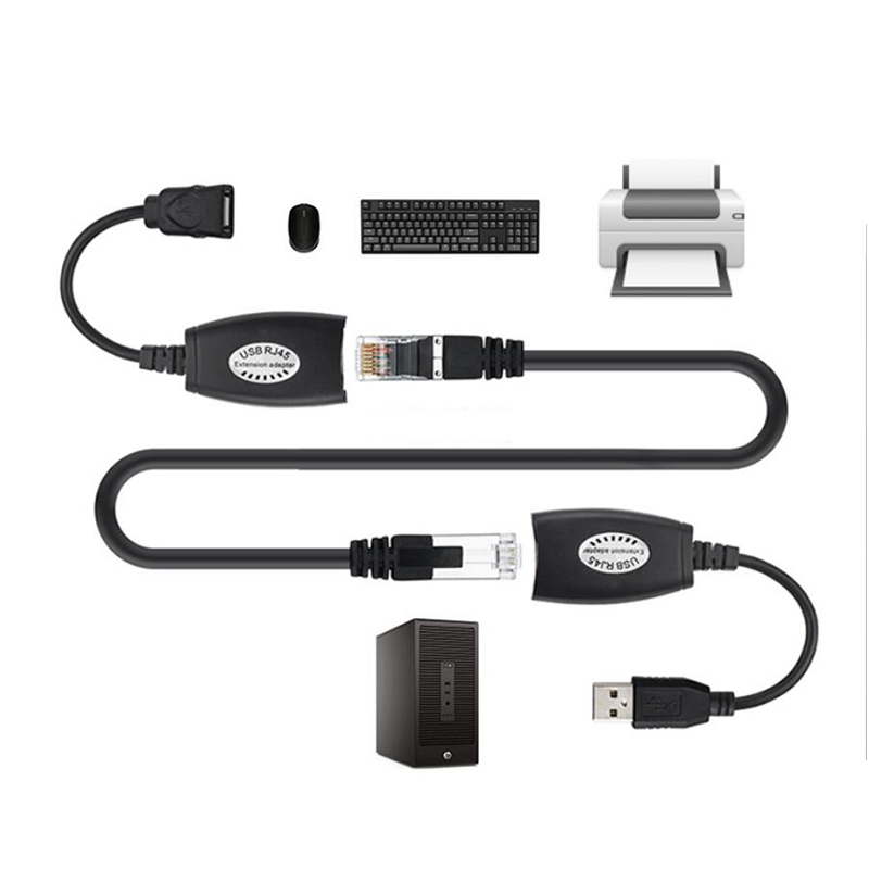 1 Pair USB extender 50 meters usb extension signal amplifier usb2.0 to RJ45 network extender