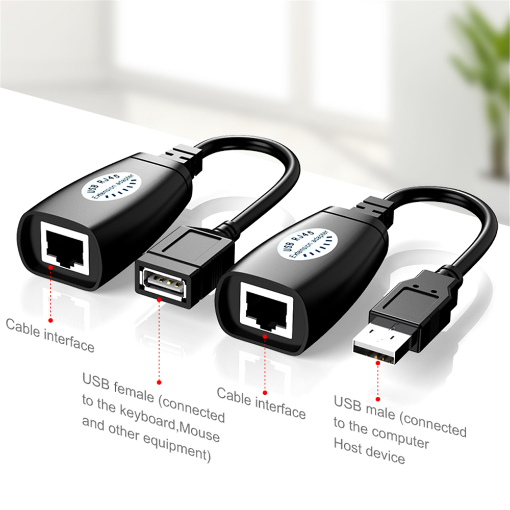 1 Pair USB extender 50 meters usb extension signal amplifier usb2.0 to RJ45 network extender