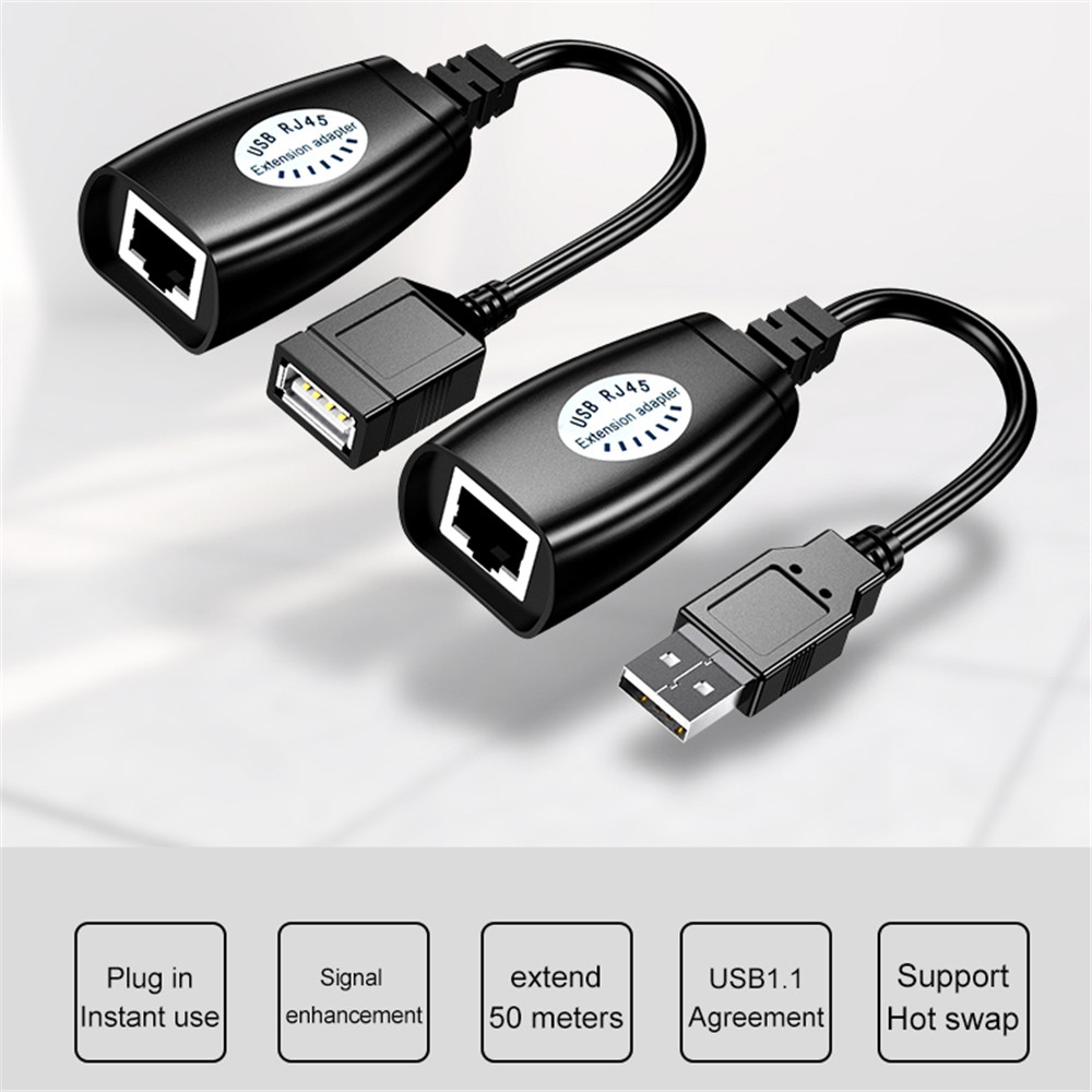 1 Pair USB extender 50 meters usb extension signal amplifier usb2.0 to RJ45 network extender