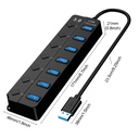 USB Hub Extensions Multi USB 3.0 Hub High Speed 7 Ports LED Splitter