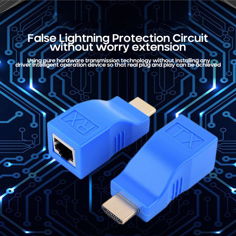 RJ45 Extender Extension Up To 30m Over CAT5e Cat6 Network Ethernet LAN For HDTV