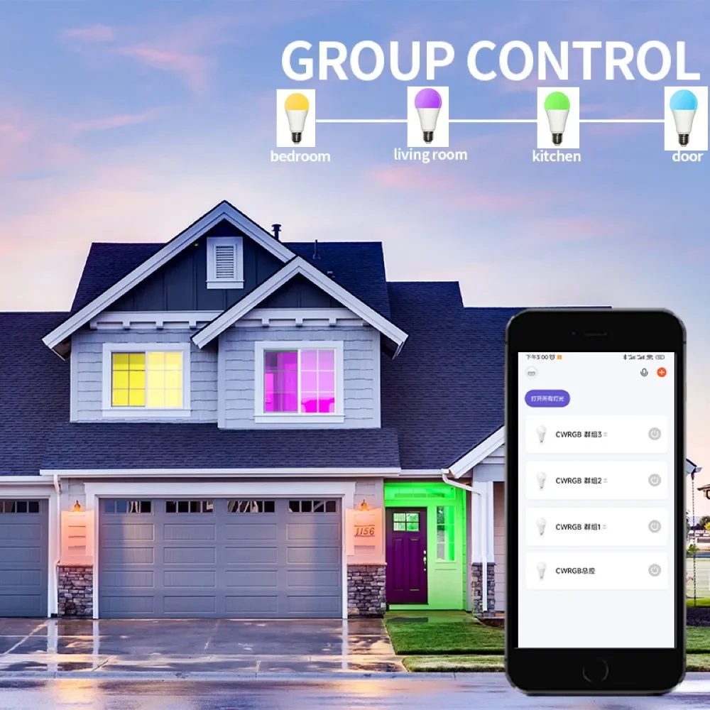 Tuya smart wifi & Bluetooth LED light bulb voice APP remote control RGBCW bulb Alexa