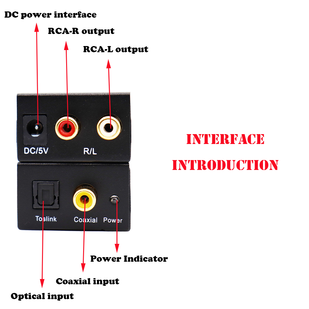 Digital to analog audio coaxial converter fiber optic to analog spdif