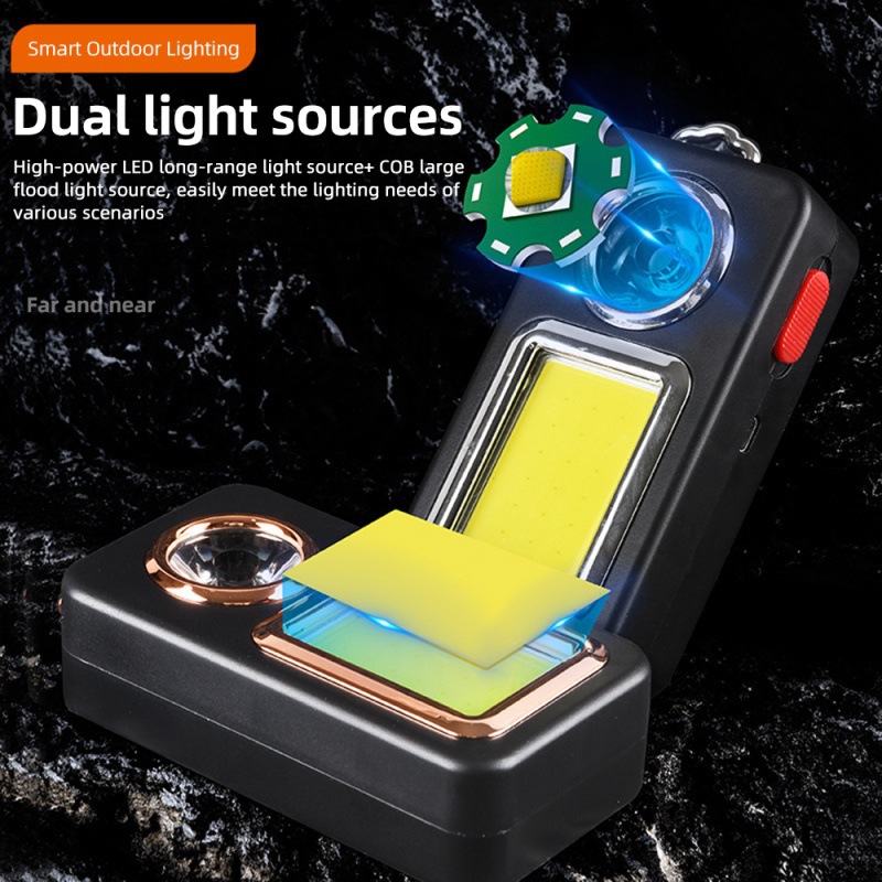 Solar Powered Working Light with Hook Rechargeable Flashlight Safety Emergency Keychains Torch