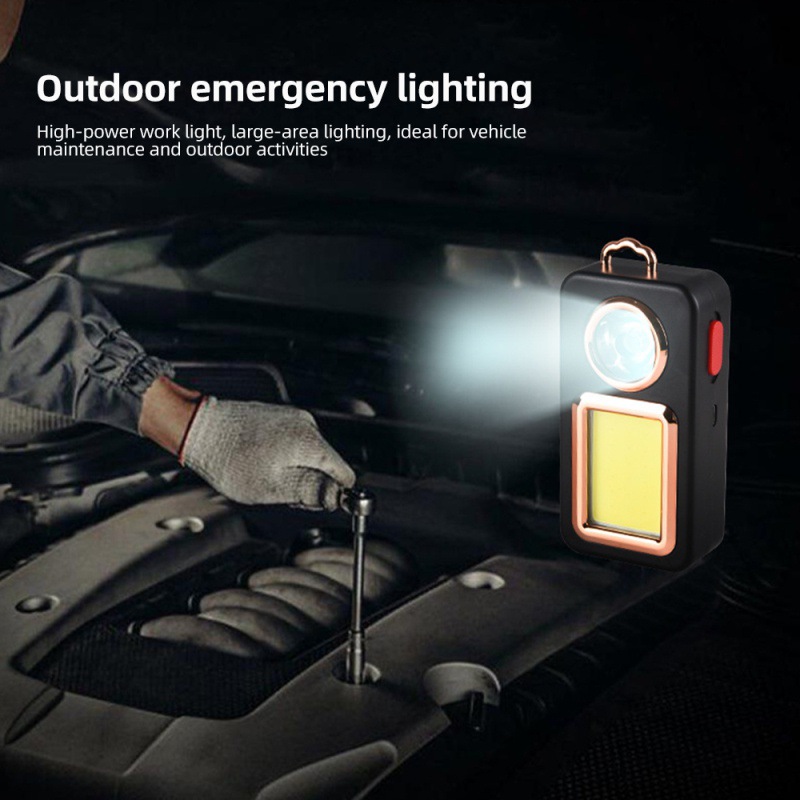 Solar Powered Working Light with Hook Rechargeable Flashlight Safety Emergency Keychains Torch