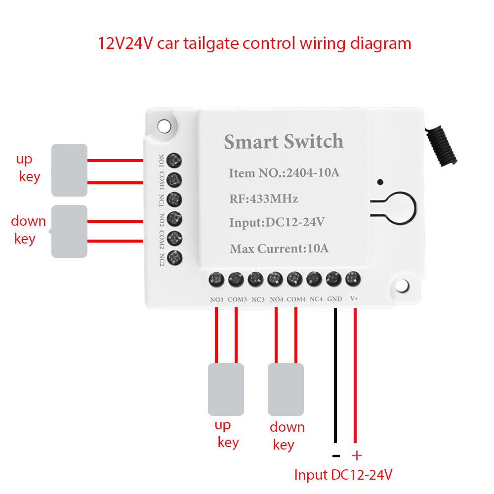 Four-way wireless remote control switch DC12V24V three-way car tailgate gate garage door lift controller