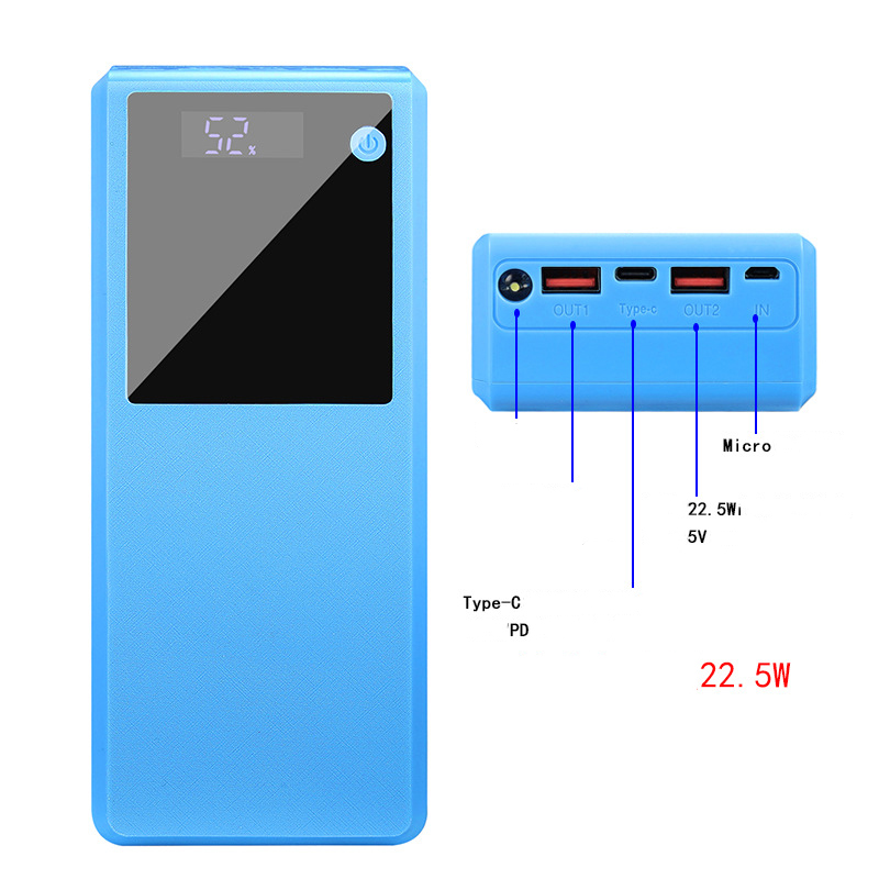 Solder-free 16-section 18650 diy battery box detachable charging treasure shell kit fast charging PD mobile power supply kit (without battery)