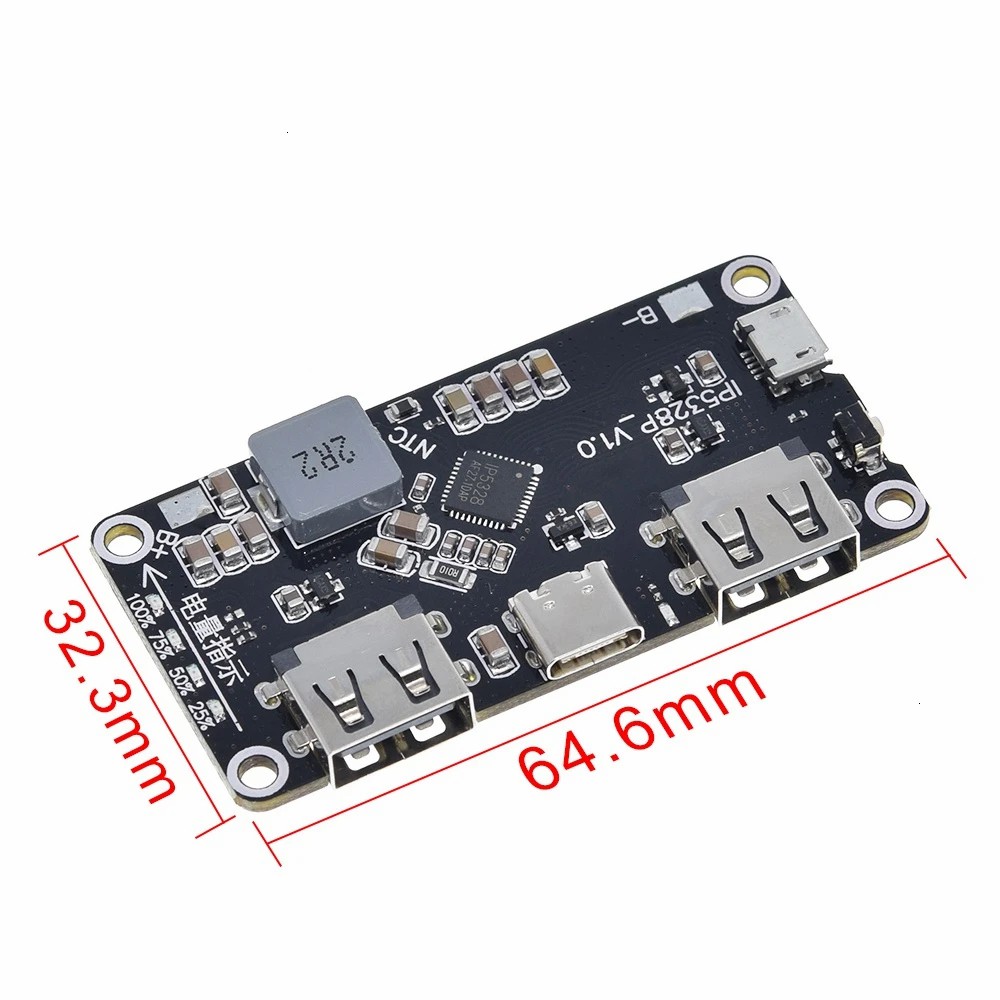 IP5328P Dual USB 18650 Battery Charger treasure Type-C 3.7V to 5V 9V 12V Step up Fast Quick Charger Circuit Board QC2.0 QC3.0