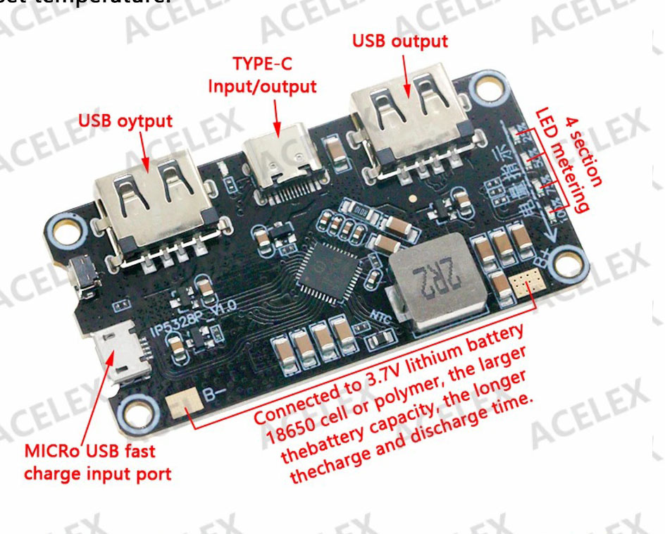 IP5328P Dual USB 18650 Battery Charger treasure Type-C 3.7V to 5V 9V 12V Step up Fast Quick Charger Circuit Board QC2.0 QC3.0