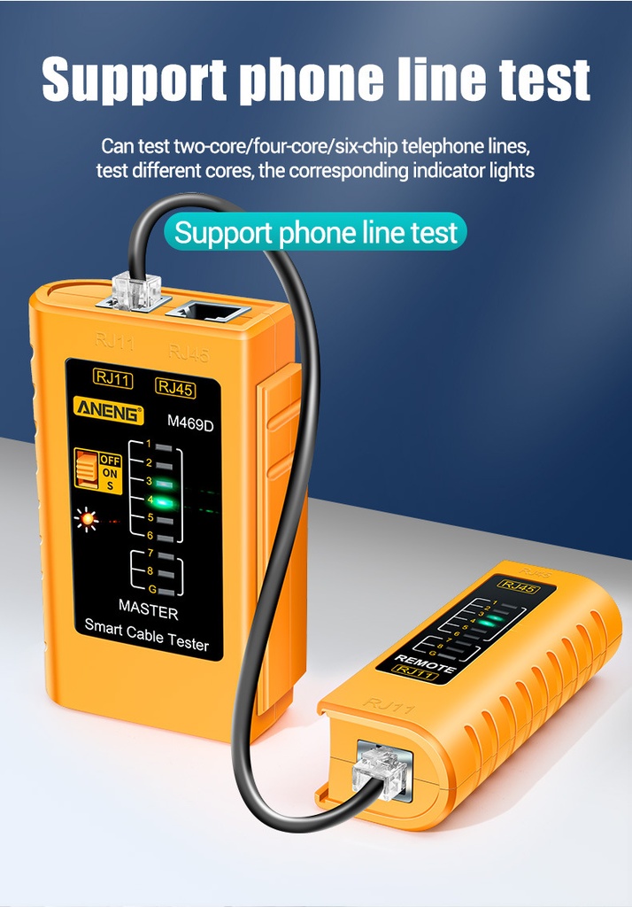 ANENG M469D Cable Lan Tester Network Cable Tester RJ45 RJ11 RJ12 CAT5 UTP LAN Cable Tester Networking Tool Network Repair Tools