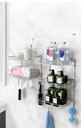 Stainless steel storage rack foldable storage rack home bathroom toiletries free punching storage finishing rack