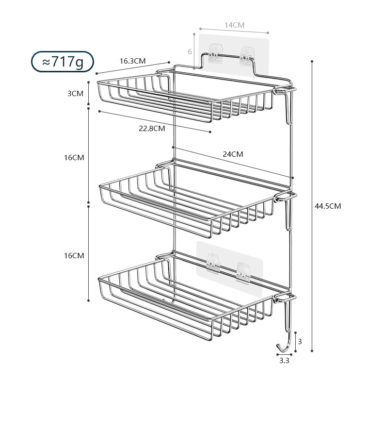 Stainless steel storage rack foldable storage rack home bathroom toiletries free punching storage finishing rack
