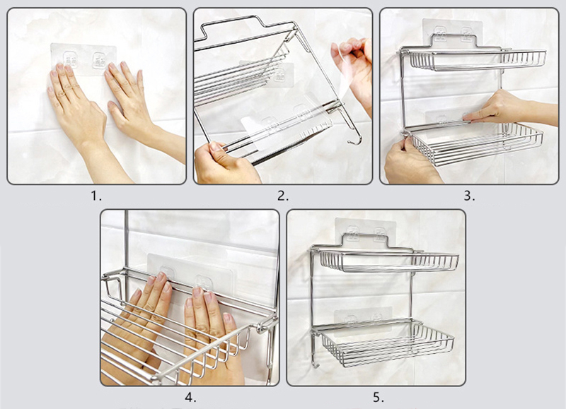 Stainless steel storage rack foldable storage rack home bathroom toiletries free punching storage finishing rack