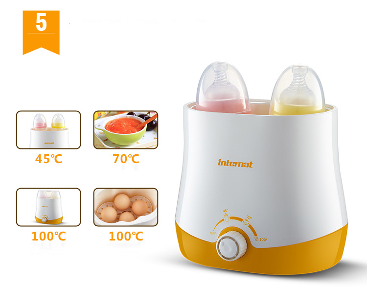 Double bottle milk adjustment constant temperature milk heating supplementary food multi-functional warm milk steam sterilizer