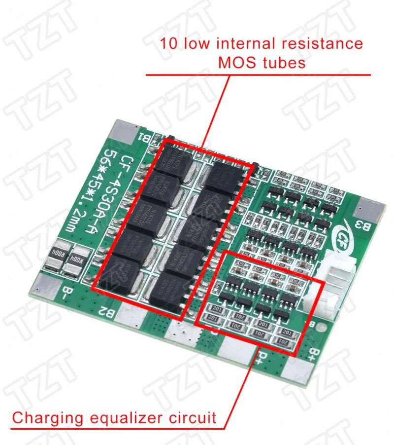 BMS 4S 3.2V 3.7V 30A LiFePO4 / Lithium Battery Charge Protection Board 12.8V 14.4V 18650 32650 Battery Packs With Balance