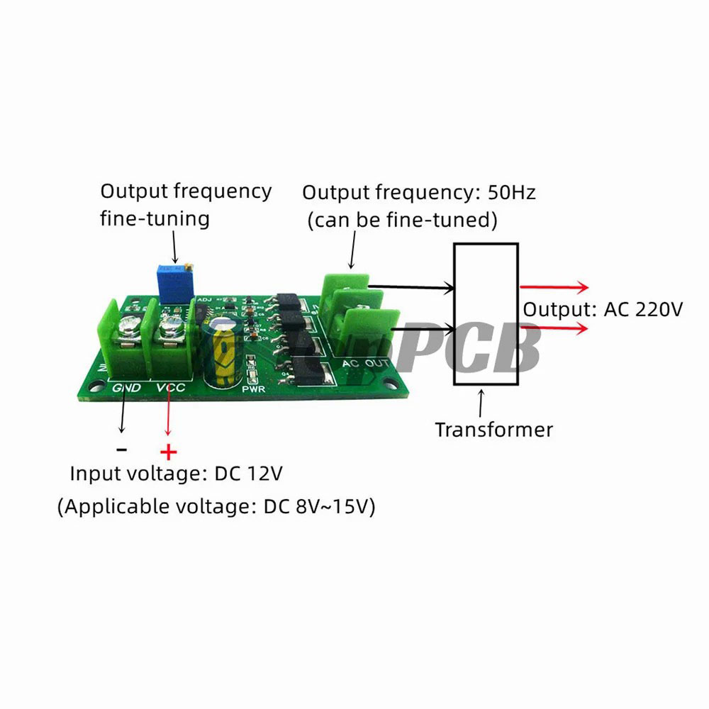 100W DC-AC Power Inverter Transformer DC 12V to AC 12V Square Wave Signal Generator Voltage Regulator Power Converter Board