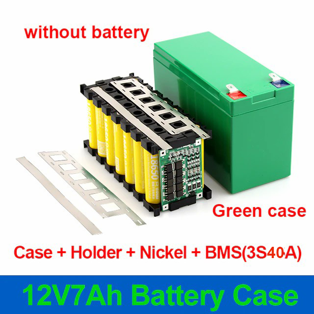 12V 7Ah Battery Case Fit 21PCS 18650 Cells 12V7Ah Empty Box 3*7 Holder 3S40A BMS Nickel Strip Storage Box for DIY Battery Pack (without battery)