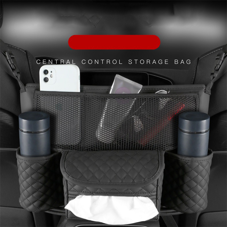 Car leather seat storage bag central control seat back bag car multi-function storage bag