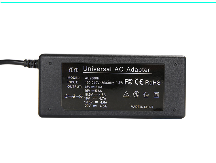 90W Universal Laptop Charger AC Power Adapter Auto Recognition Adjustable w/ 13 Detachable Plug for Laptop Notebook Power Supply
