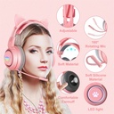 SY-G25 Wired Headphone RGB Lighting Omni-directional Mic Over-Ear Computer Headphone with Cute Cat Ear for E-sport