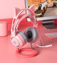 SY-G25 Wired Headphone RGB Lighting Omni-directional Mic Over-Ear Computer Headphone with Cute Cat Ear for E-sport