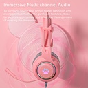 SY-G25 Wired Headphone RGB Lighting Omni-directional Mic Over-Ear Computer Headphone with Cute Cat Ear for E-sport