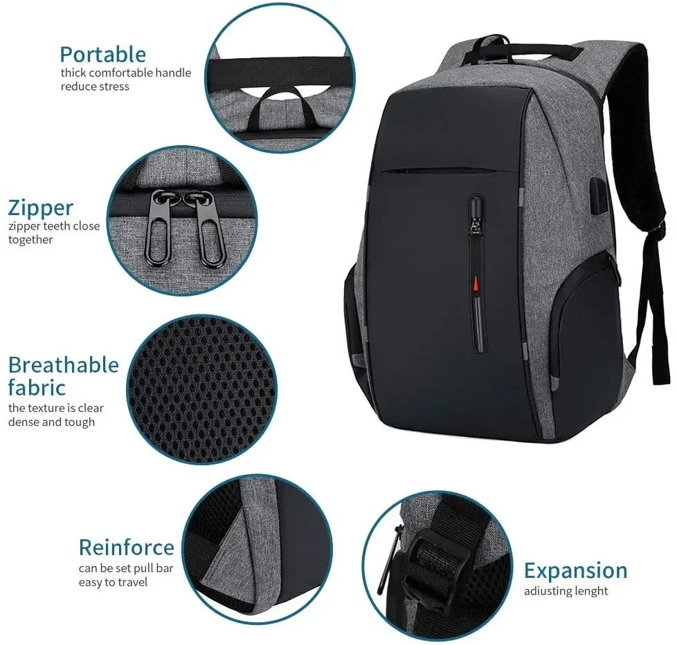 Man Backpack 15.6 Inch Laptop Men's Business Backpacks Notebook Casual Multifunction Waterproof High Quality School Bag