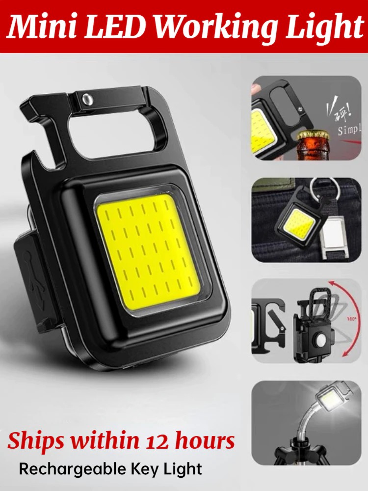 Mini COB Work Light TYPE-C Rechargeable Portable Keychain Light Magnetic Suction Maintenance Emergency Light