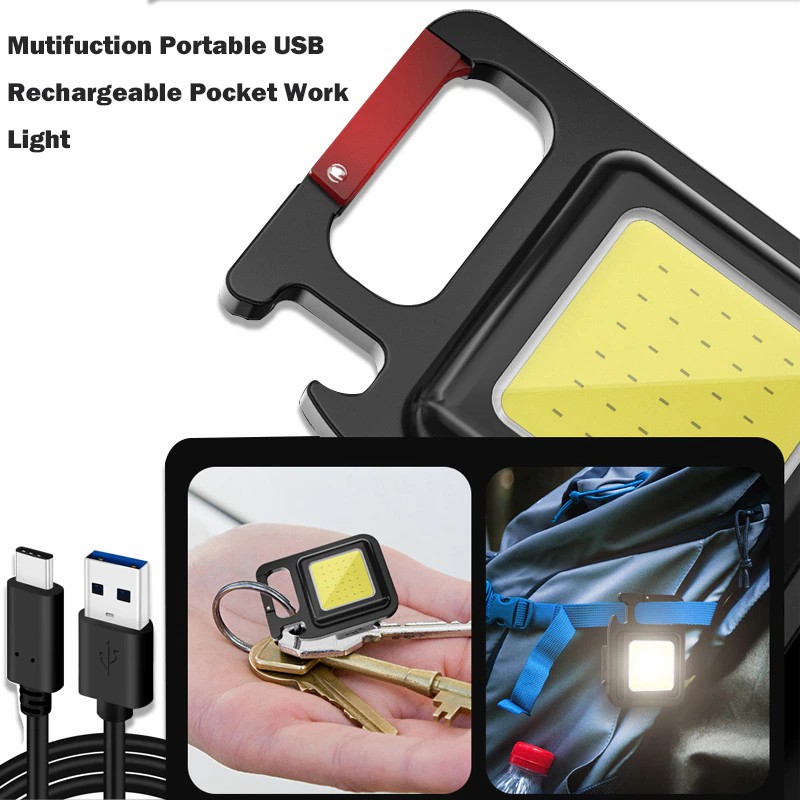 Mini COB Work Light TYPE-C Rechargeable Portable Keychain Light Magnetic Suction Maintenance Emergency Light