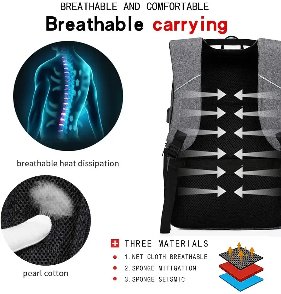 Man Backpack 15.6 Inch Laptop Men's Business Backpacks Notebook Casual Multifunction Waterproof High Quality School Bag