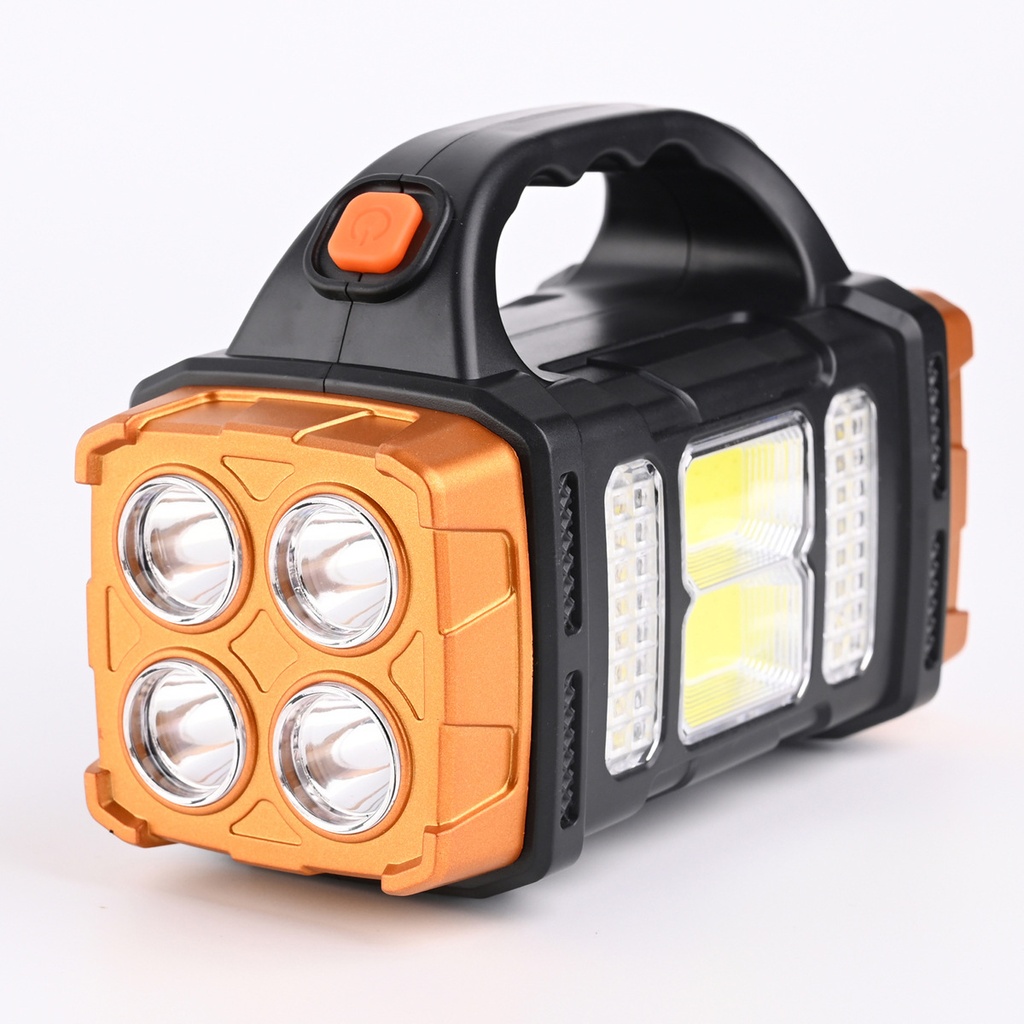 Powerful Solar LED Flashlight USB Rechargeable Torch With COB Work Light 4 Gear Lantern Outdoor Power Bank Solar Light
