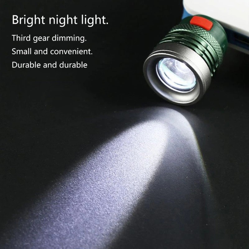 USB Flashlight Portable Emergency Rotary Zoomable Adjustable Torch Repair Work Lamp Pocket Lantern Bright Fill Light