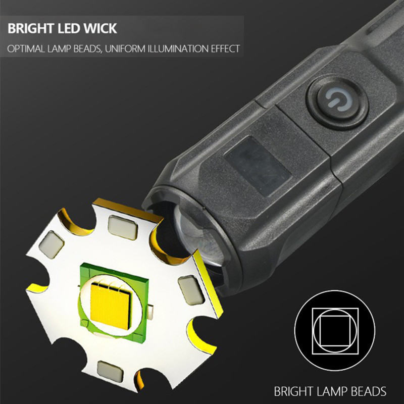 Flashlight Telescopic Zoom Strong Light Flashlight USB Charging Small Portable Spotlight Long-Range Flood Outdoor Lighting Lamp
