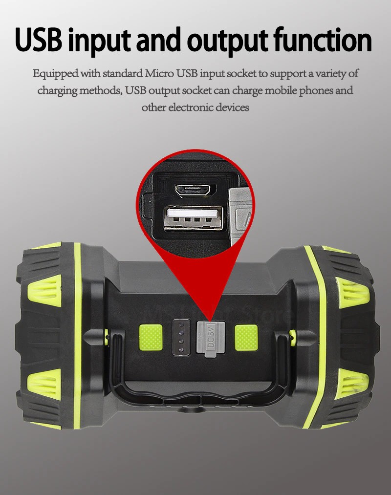 High Power Led Flashlights Side Light Portable Searchlight Rechargeable 4800mAh Power Bank Outdoor 8Modes Emergency Light