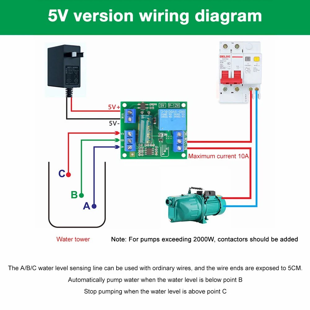 DC 5V 12V Automatic Water Level Controller Tanks Pools Pumping System Level Sensor Switch
