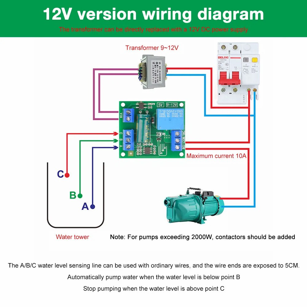 DC 5V 12V Automatic Water Level Controller Tanks Pools Pumping System Level Sensor Switch