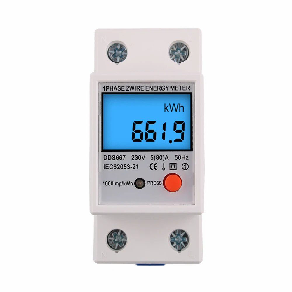 Single Phase Din-Rail Energy Meter Multi-function 1PHASE 2WIRE ENERGY METER DDS667 230V 50hz 80A