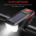 2 in 1 Bike Headlight Solar USB Rechargeable Bicycle Light With Horn T6 LED Waterproof Front Lamp Flashlight Cycling Equipment