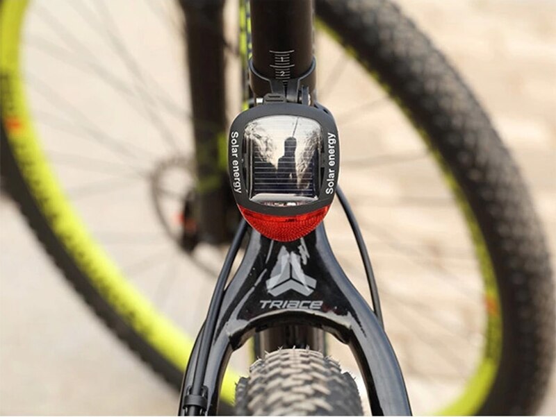 Solar Power Rechargeable Bicycle Taillights, LED Bicycle Rear Signal Lights for Night Cycling Warning Safety