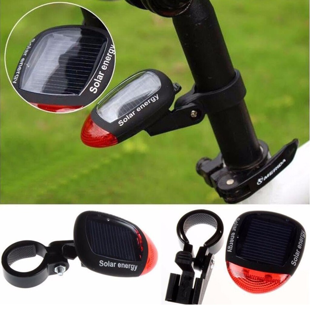 Solar Power Rechargeable Bicycle Taillights, LED Bicycle Rear Signal Lights for Night Cycling Warning Safety