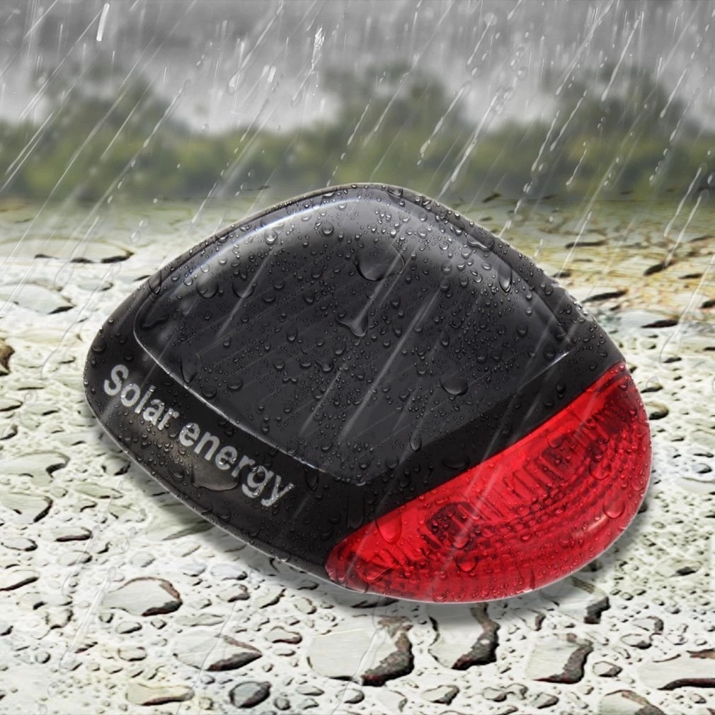 Solar Power Rechargeable Bicycle Taillights, LED Bicycle Rear Signal Lights for Night Cycling Warning Safety