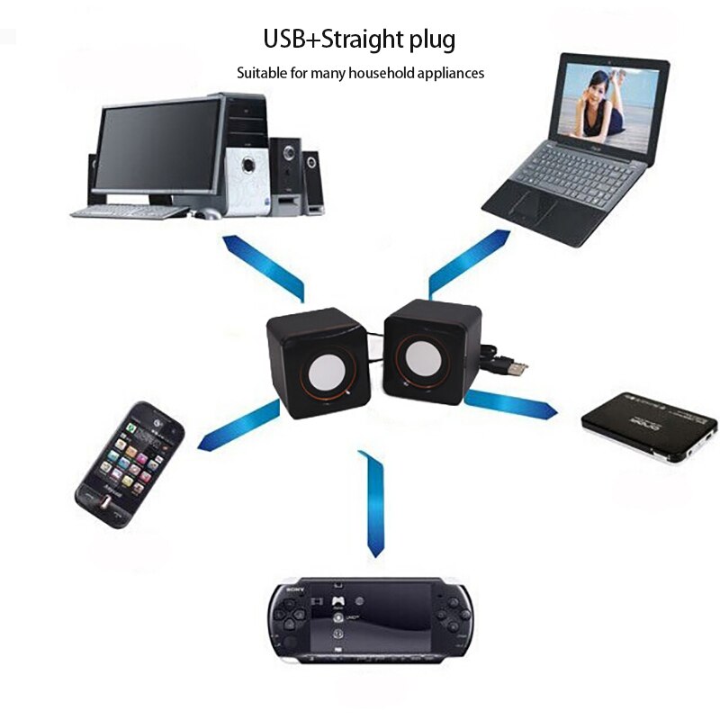 Mini Universal Computer Speakers 2 Pcs USB Power Computer Speaker Stereo 3.5mm Plug For Desktop PC Laptop Wired Bass Sound
