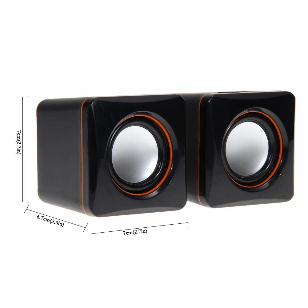 Mini Universal Computer Speakers 2 Pcs USB Power Computer Speaker Stereo 3.5mm Plug For Desktop PC Laptop Wired Bass Sound