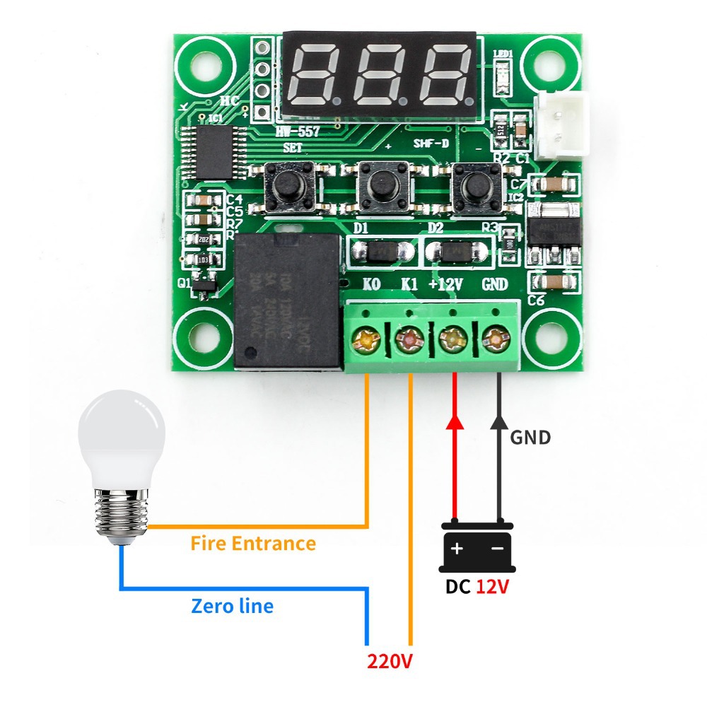 W1209 DC 12V Mini thermostat Temperature controller Incubation thermostat temperature control switch