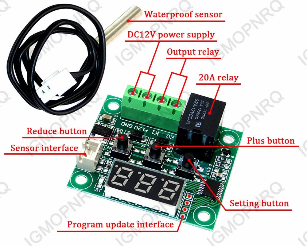 W1209 DC 12V Mini thermostat Temperature controller Incubation thermostat temperature control switch
