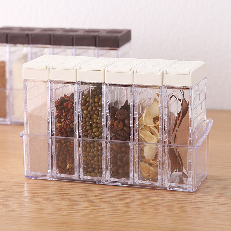 Transparent plastic seasoning box seasoning bottle six piece suit