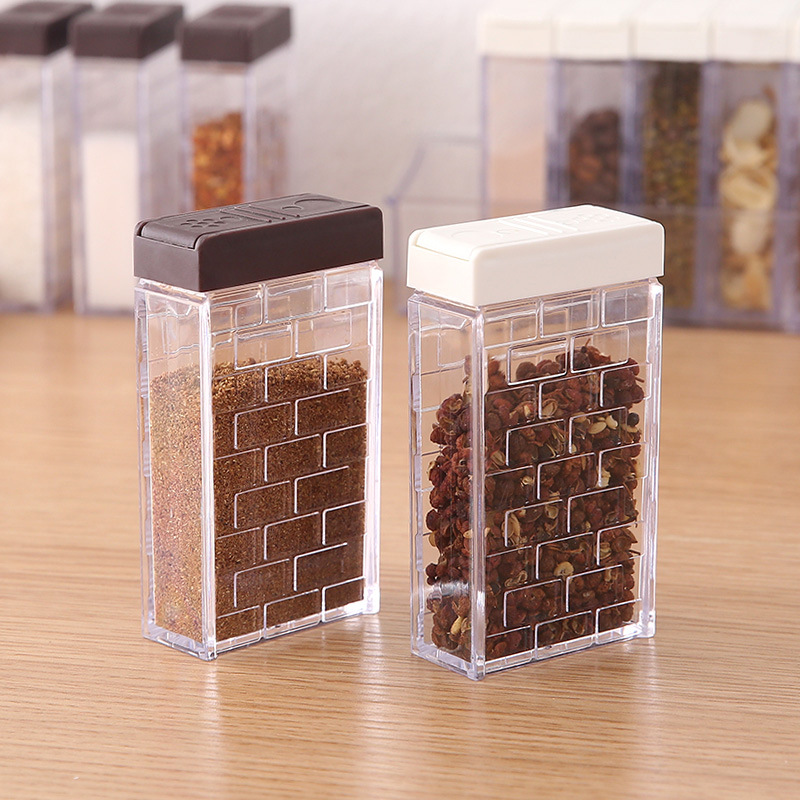 Transparent plastic seasoning box seasoning bottle six piece suit