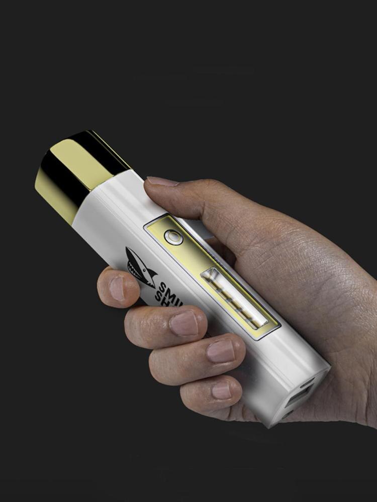 SmileShark Mini Flashlight Floodlight Side Light Portable Walking USB Charging Power Bank Camping Tent Fishing Torch