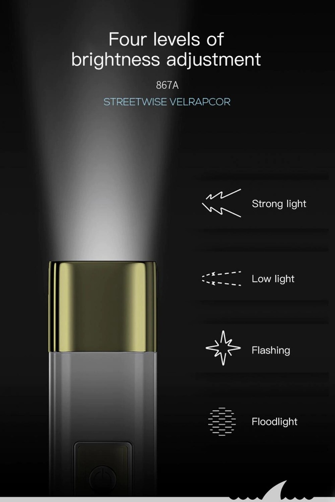 SmileShark Mini Flashlight Floodlight Side Light Portable Walking USB Charging Power Bank Camping Tent Fishing Torch