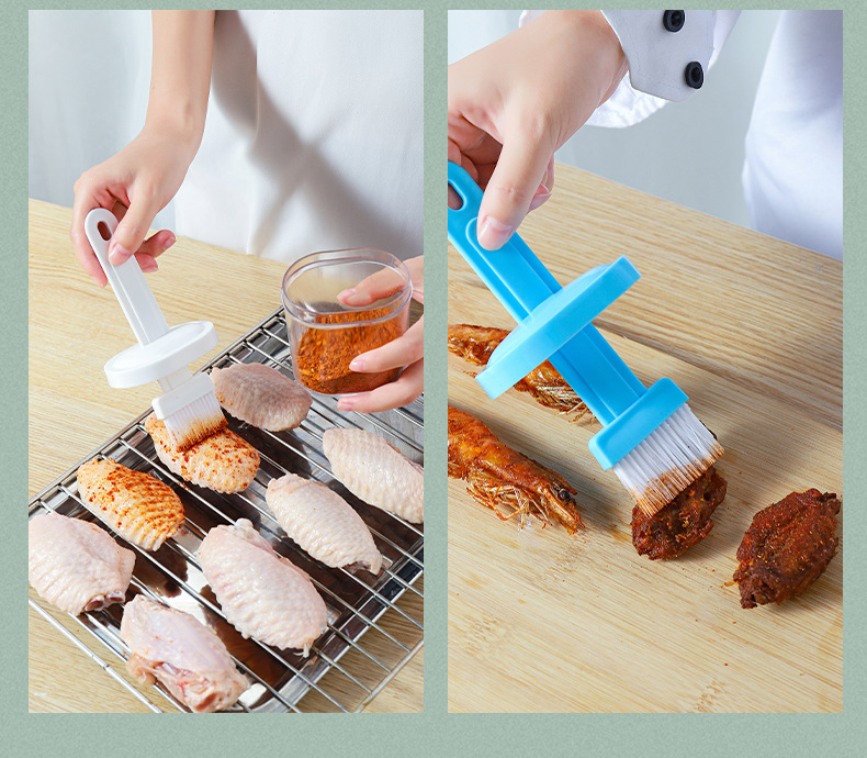 High temperature resistant silicone oil bottle brush one-piece with cover and bottle barbecue baking brush
